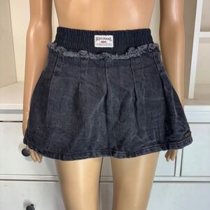 BDG Jeans Black Denim Pleated Mini Skirt Distressed Waist Size M